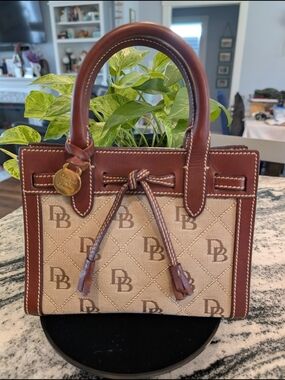 Dooney & Bourke Mini Satchel Tote Bag Brown Italian Leather